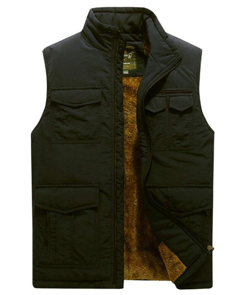 Vcansion Men's Winter Warm Puffer Vest Quilted Padded Sleeveless Jacket Black US 2XL/Asian 6XL - Image 1